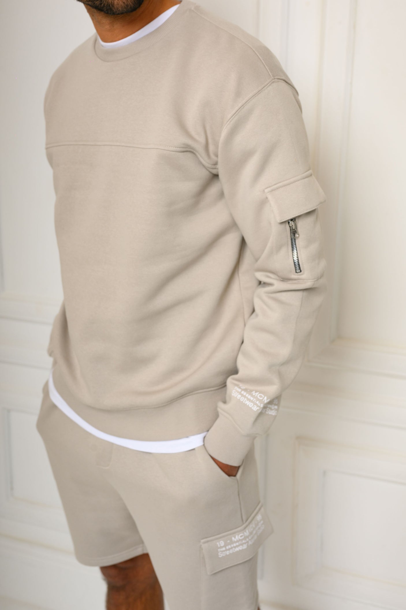 COLE CREW & SHORT SET - ICE GREY