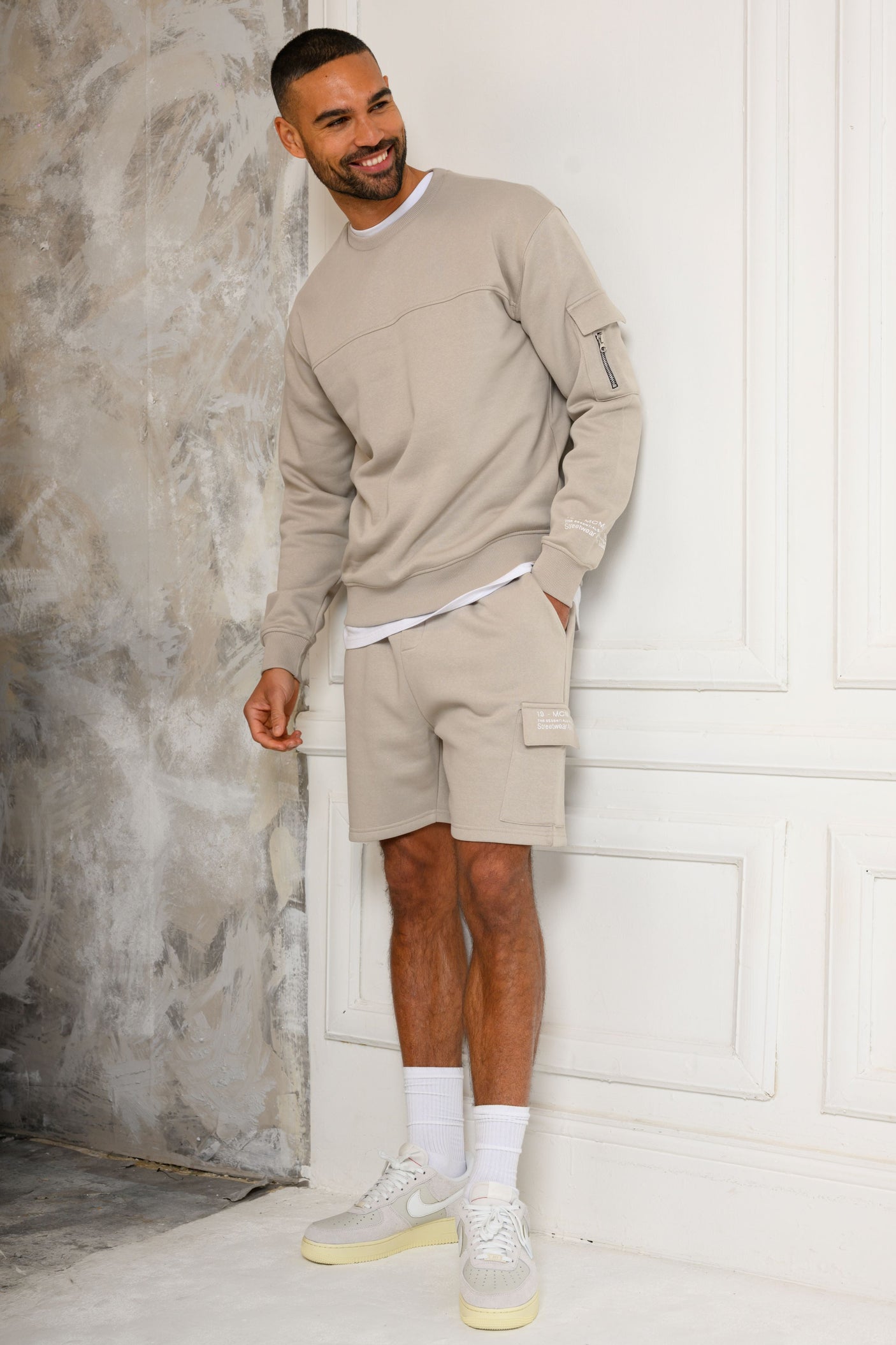 COLE CREW & SHORT SET - ICE GREY