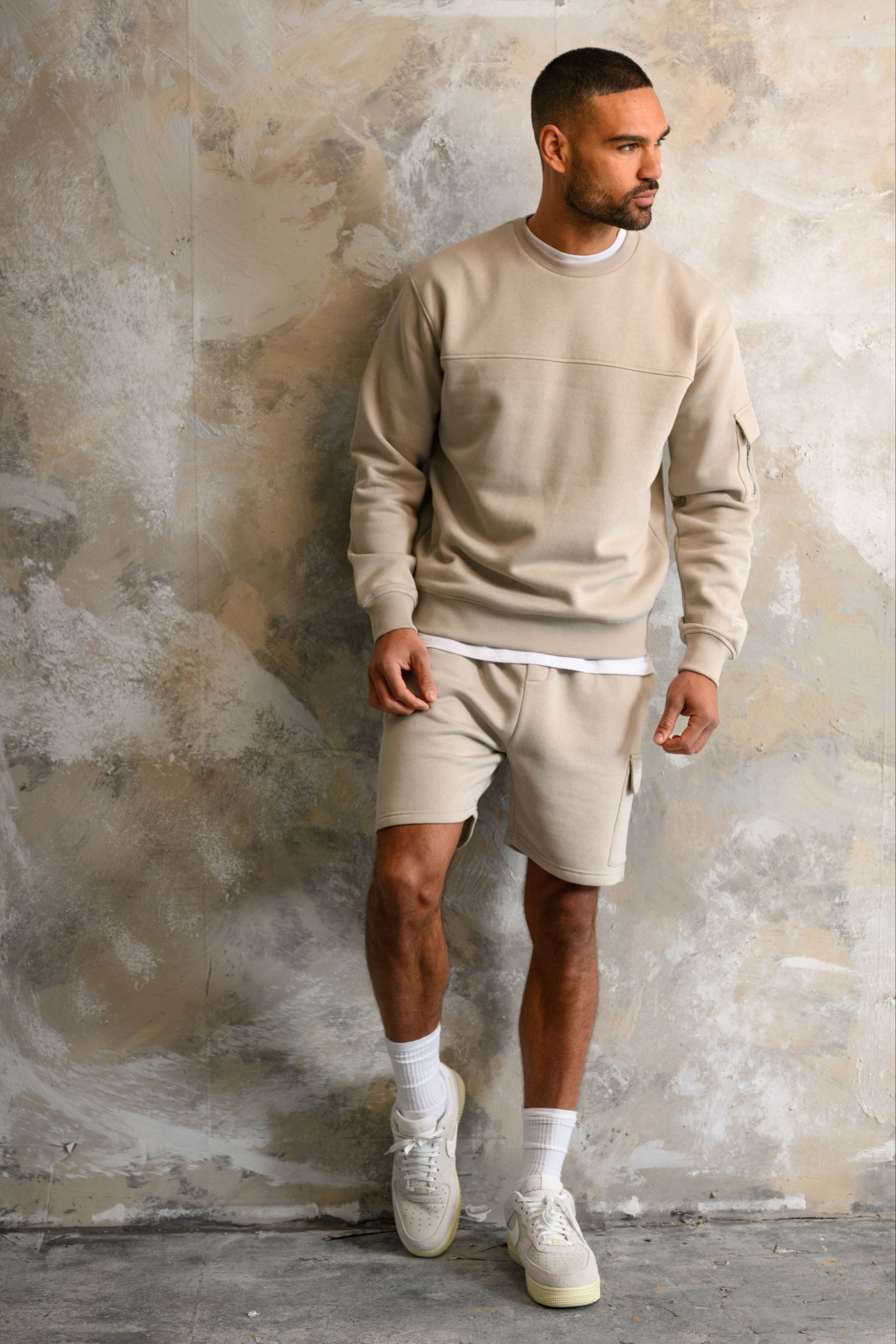 COLE CREW & SHORT SET - ICE GREY