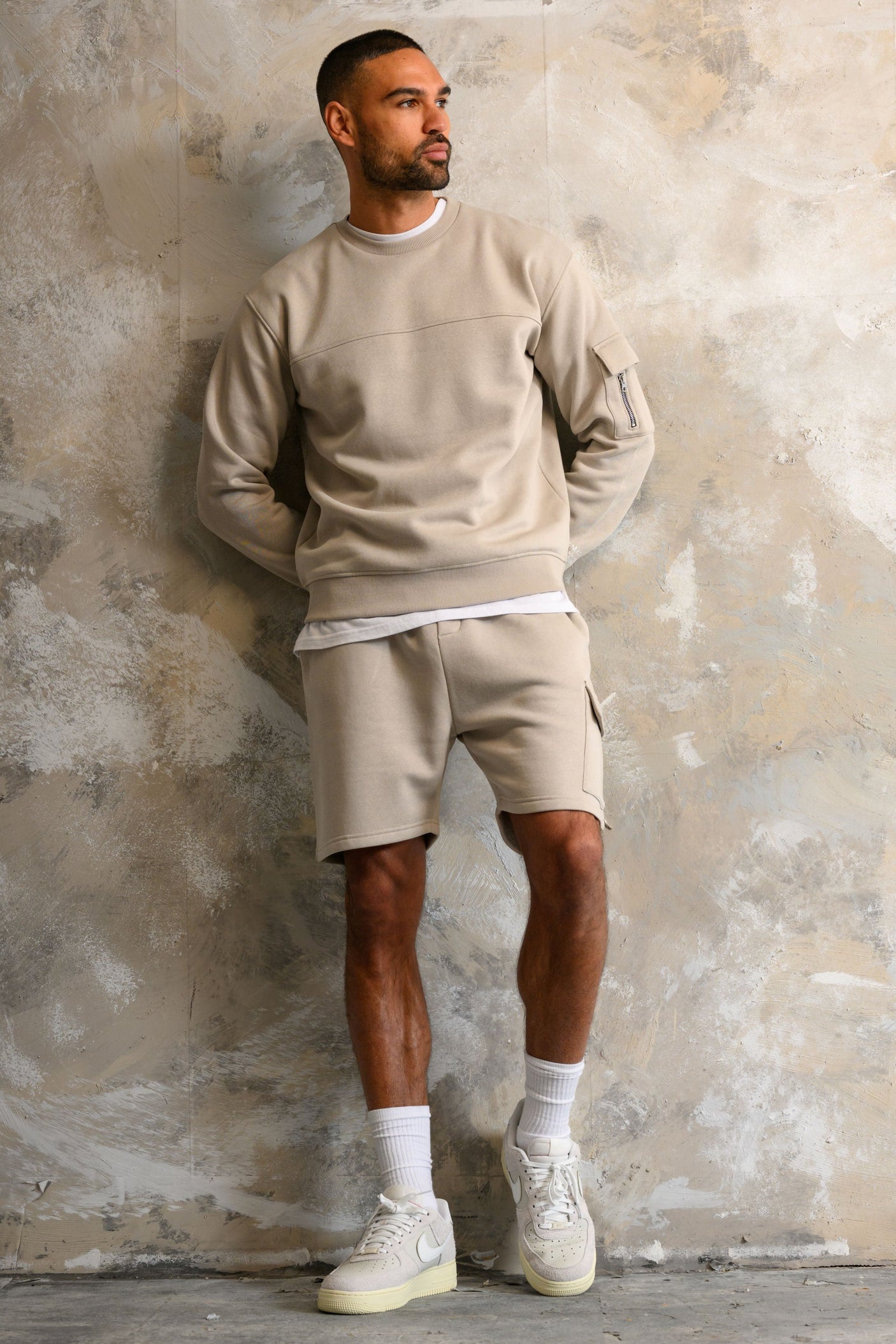 COLE CREW & SHORT SET - ICE GREY