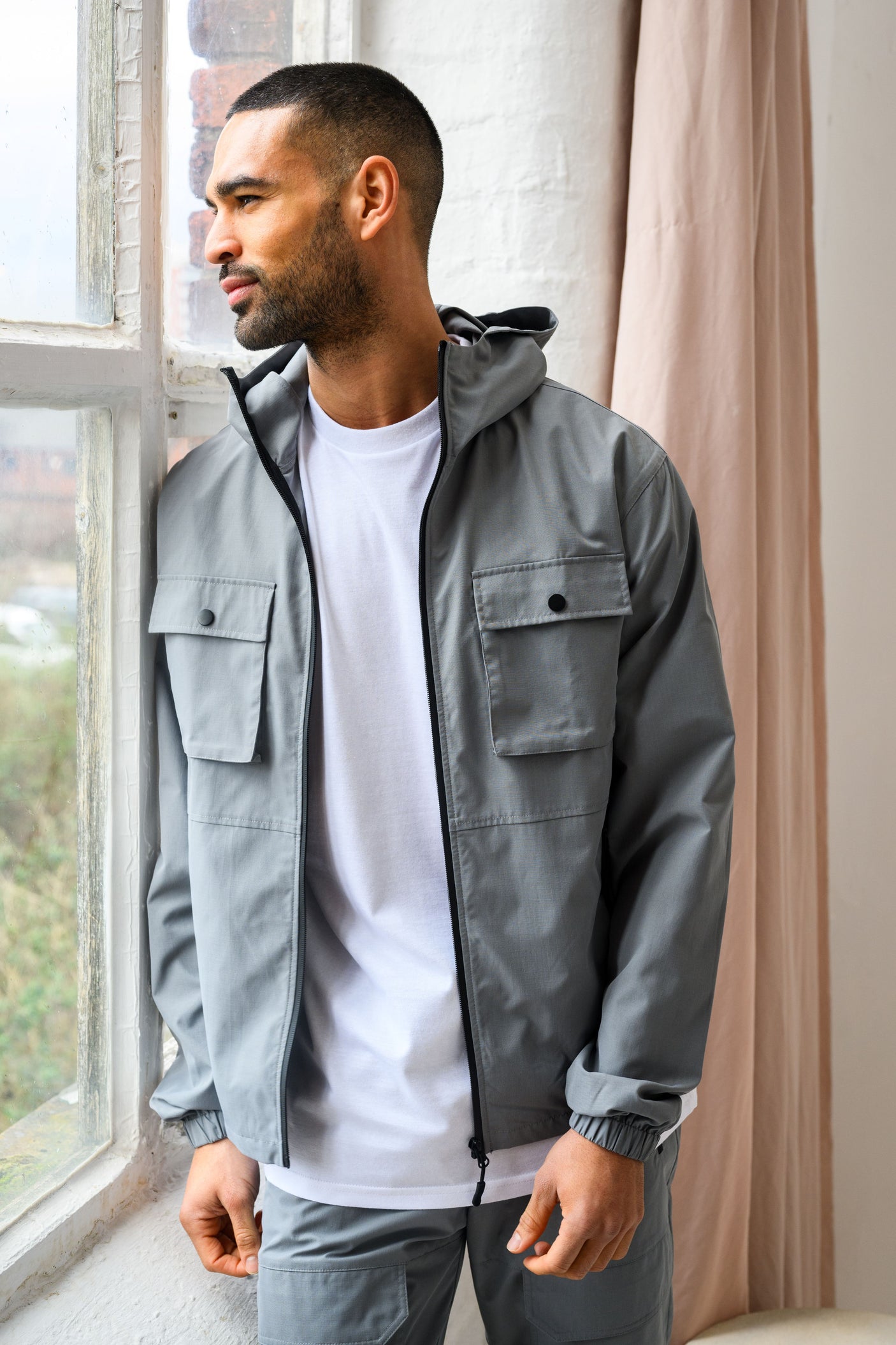 CREED JACKET & SHORT SET - MID GREY