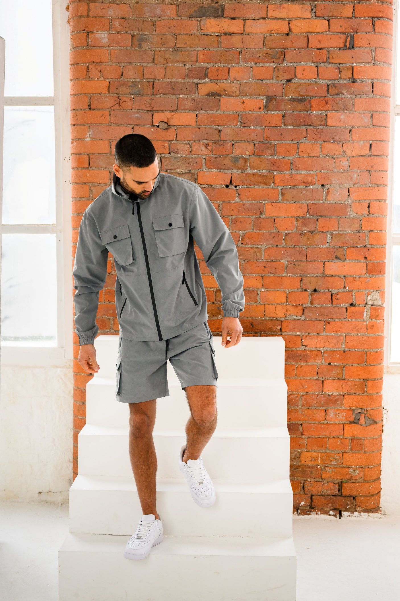 CREED JACKET & SHORT SET - MID GREY