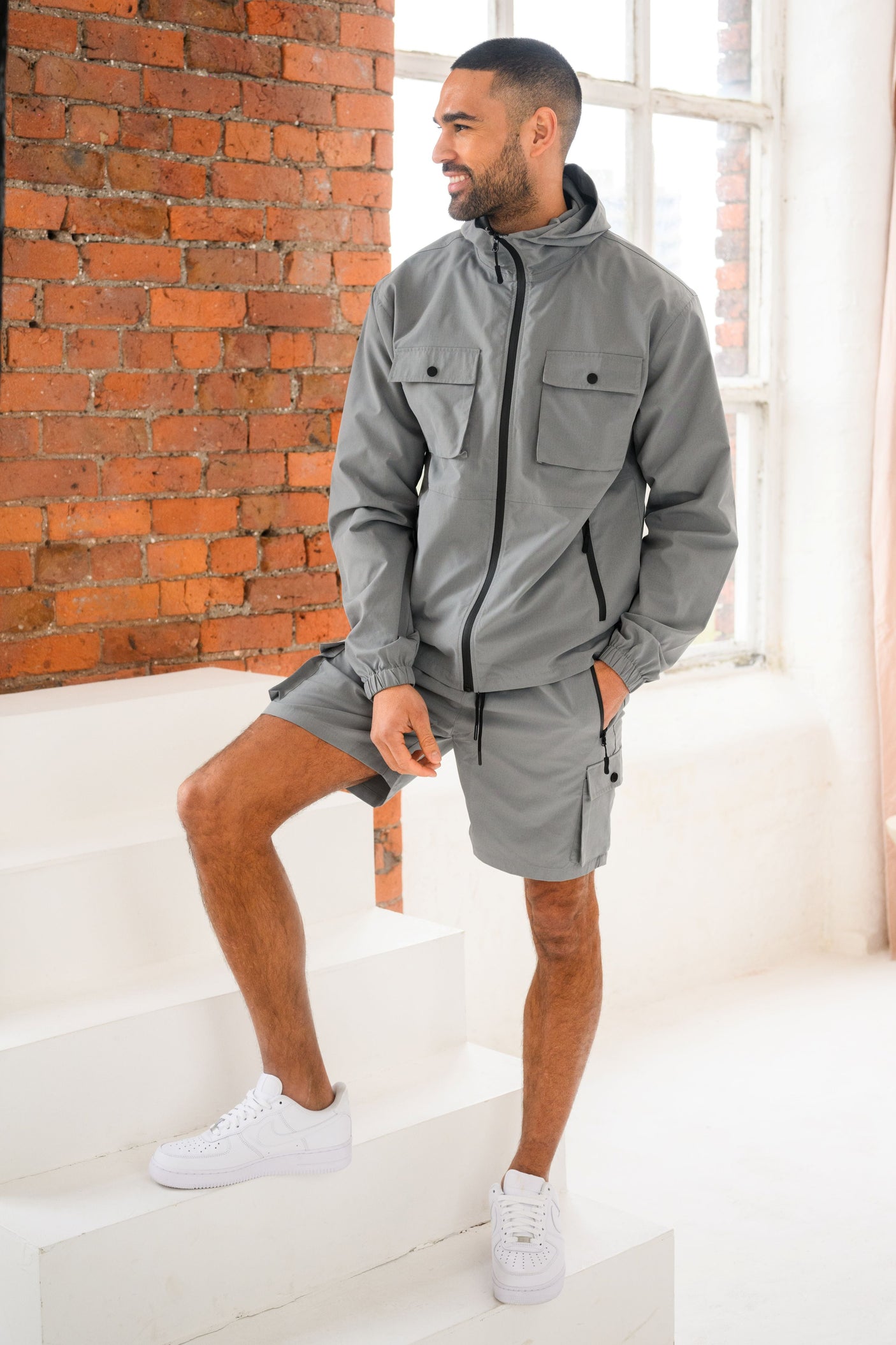 CREED JACKET & SHORT SET - MID GREY