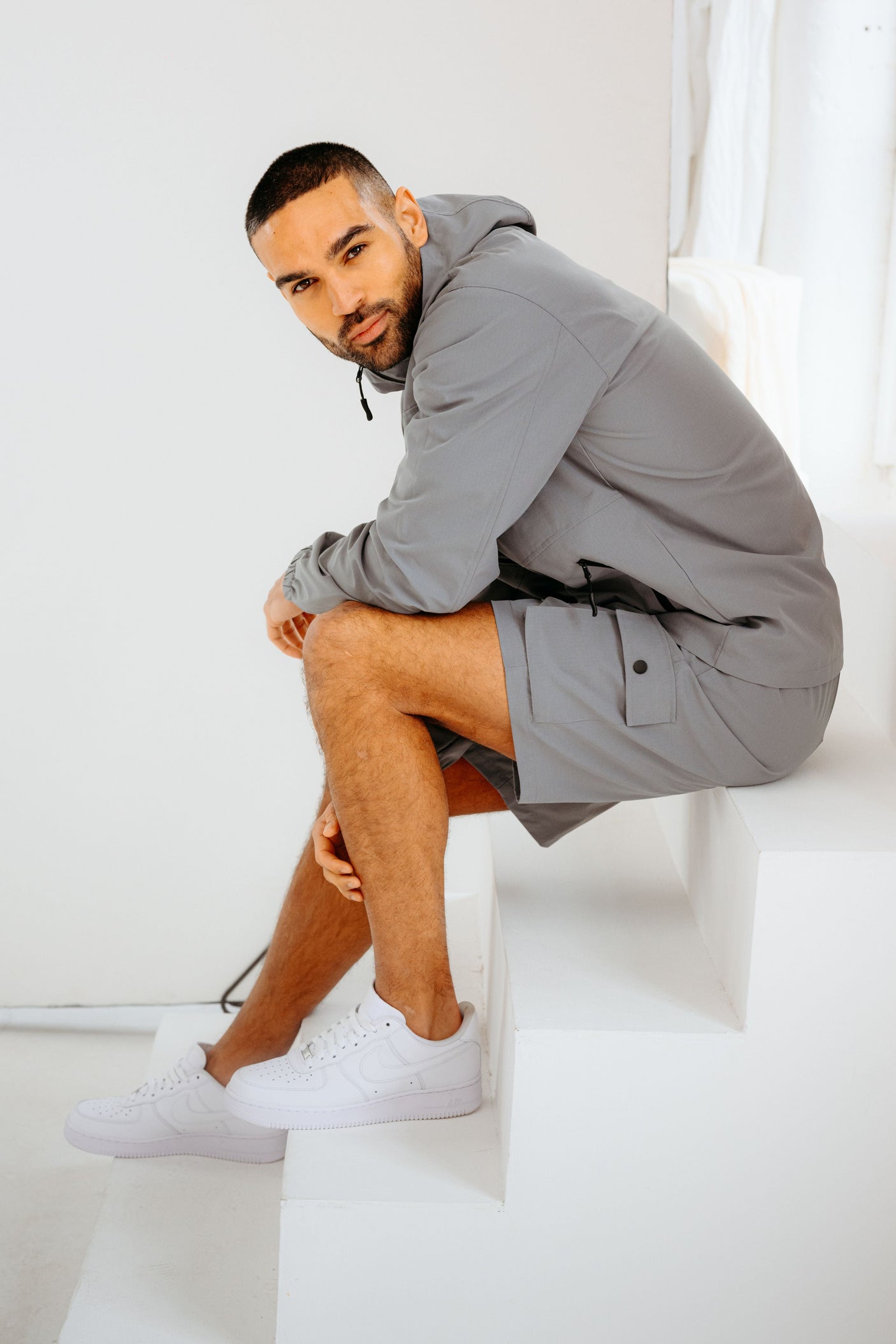 CREED JACKET & SHORT SET - MID GREY