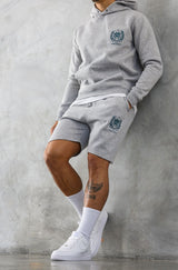 CREST HOODIE - GREY MARL