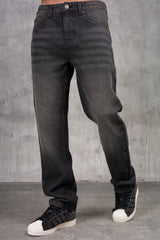CLUB Washed Denim Jeans - BLACK