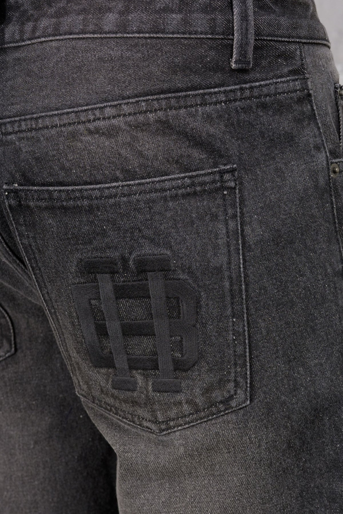 CLUB Washed Denim Jeans - BLACK