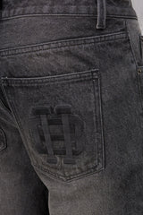 CLUB Washed Denim Jeans - BLACK