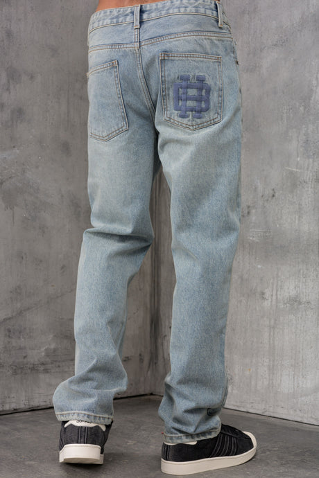 CLUB Washed Denim Jeans - BLUE