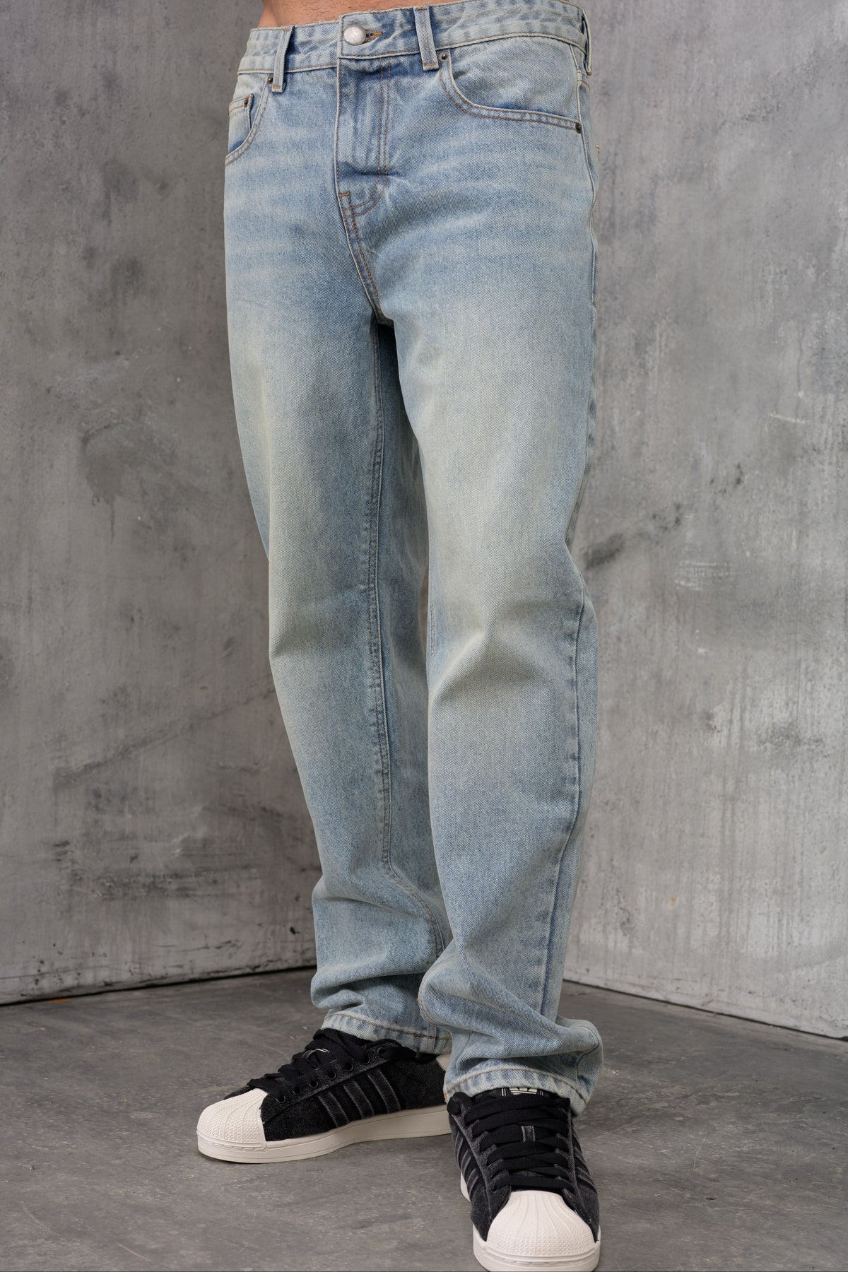 CLUB Washed Denim Jeans - BLUE