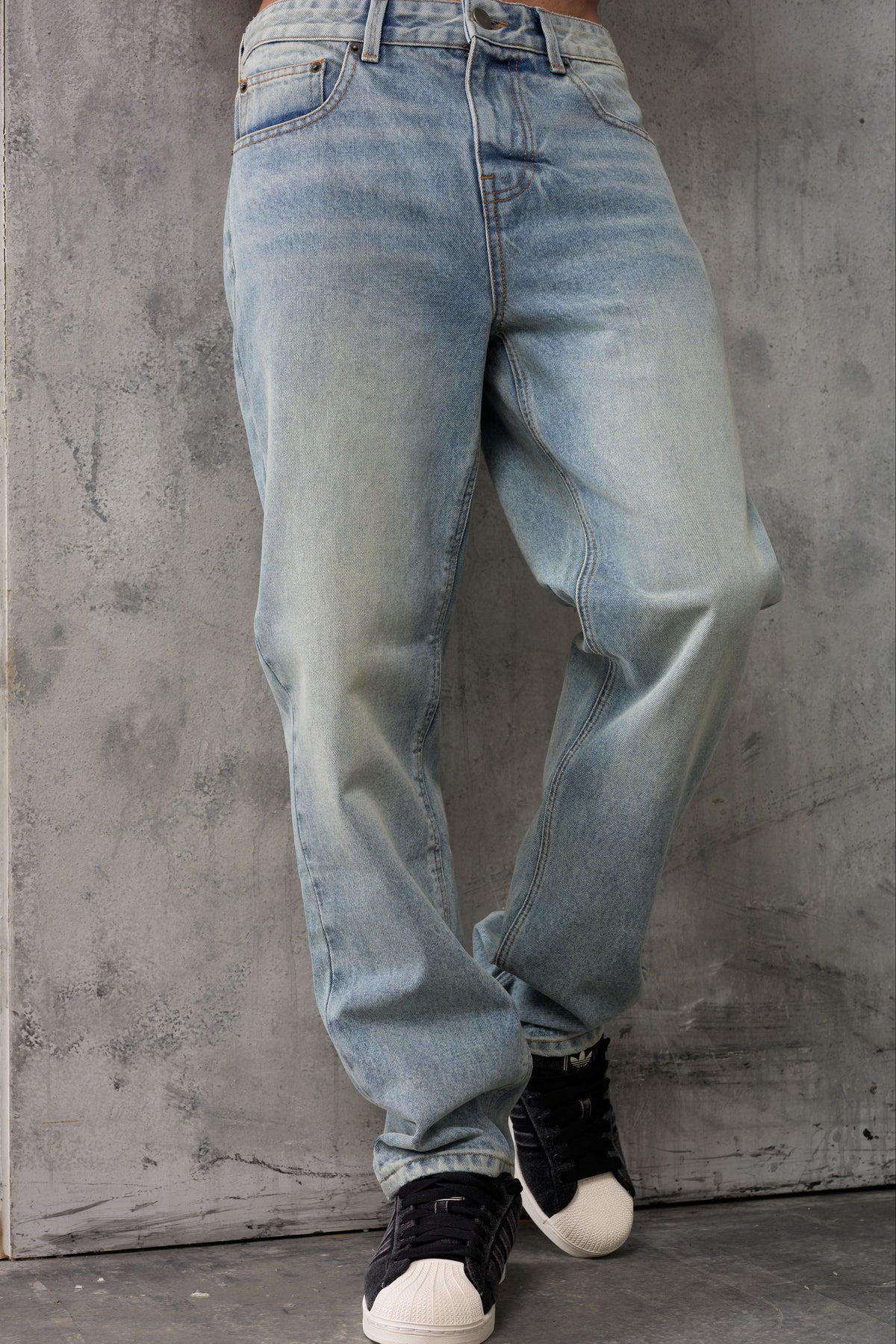 CLUB Washed Denim Jeans - BLUE