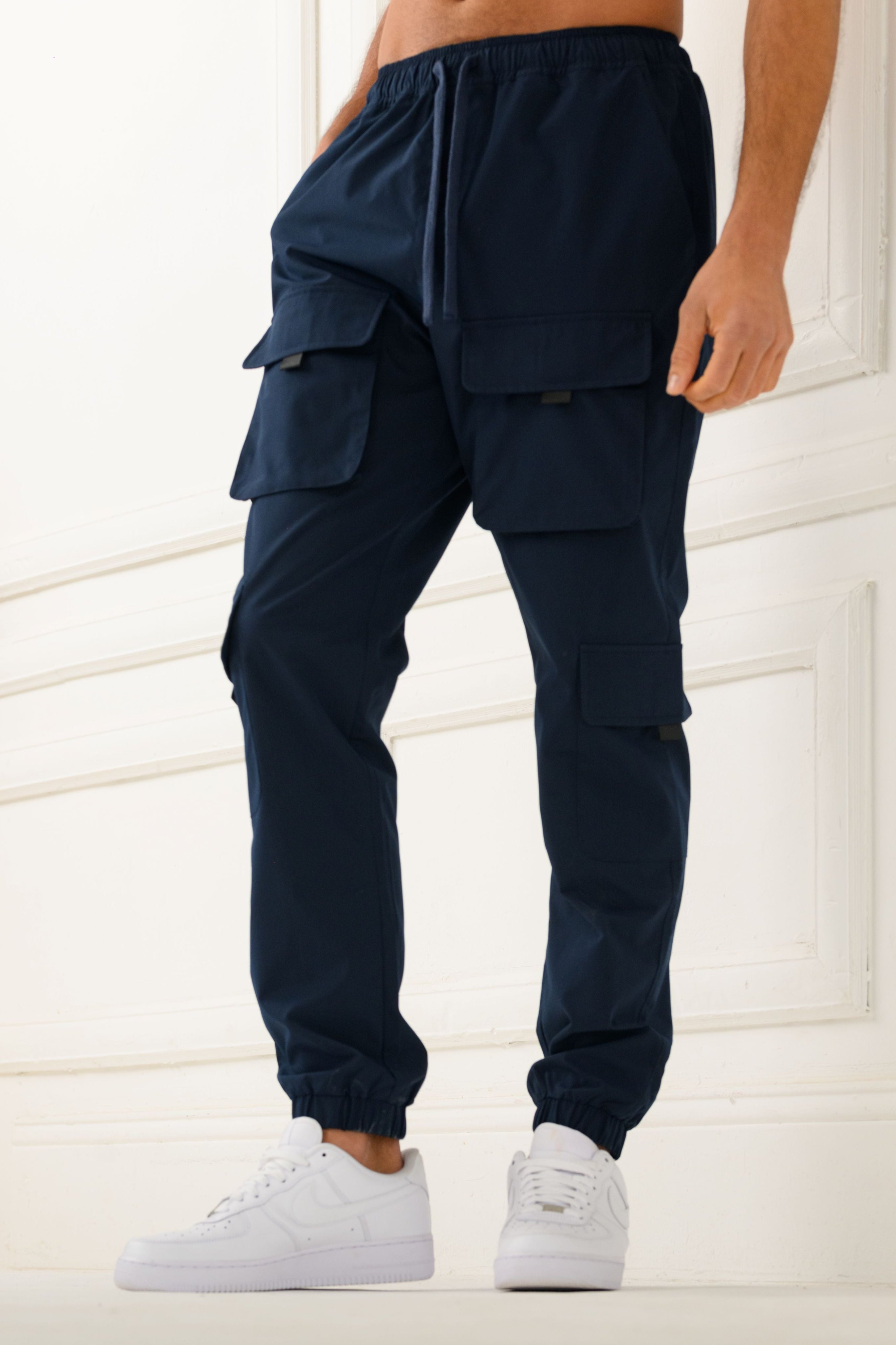 【Deadstock】 Navy Cargo Trousers Full Blue Big & Tall Men's Cargo Pants 100% Cotton 68 X 32