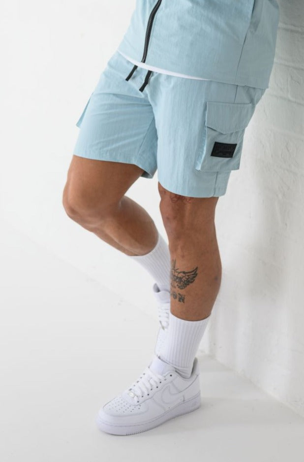 2 PACK ELITE CARGO SHORTS - OFF WHITE/POWDER BLUE