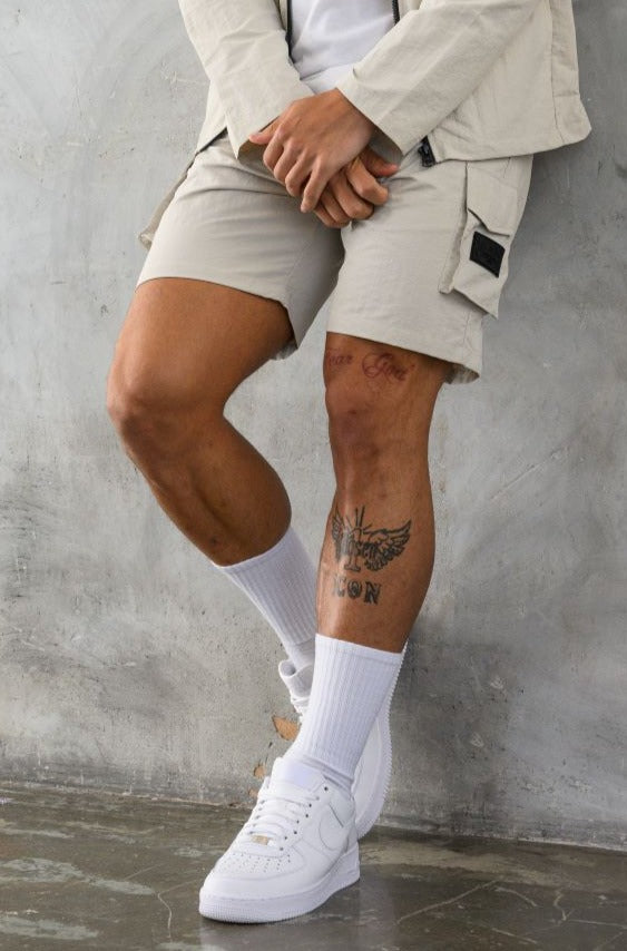 2 PACK ELITE CARGO SHORTS - OFF WHITE/POWDER BLUE