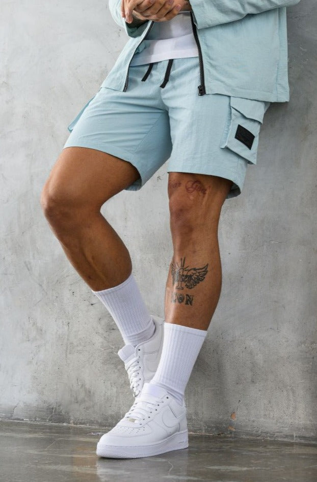 2 PACK ELITE CARGO SHORTS - OFF WHITE/POWDER BLUE