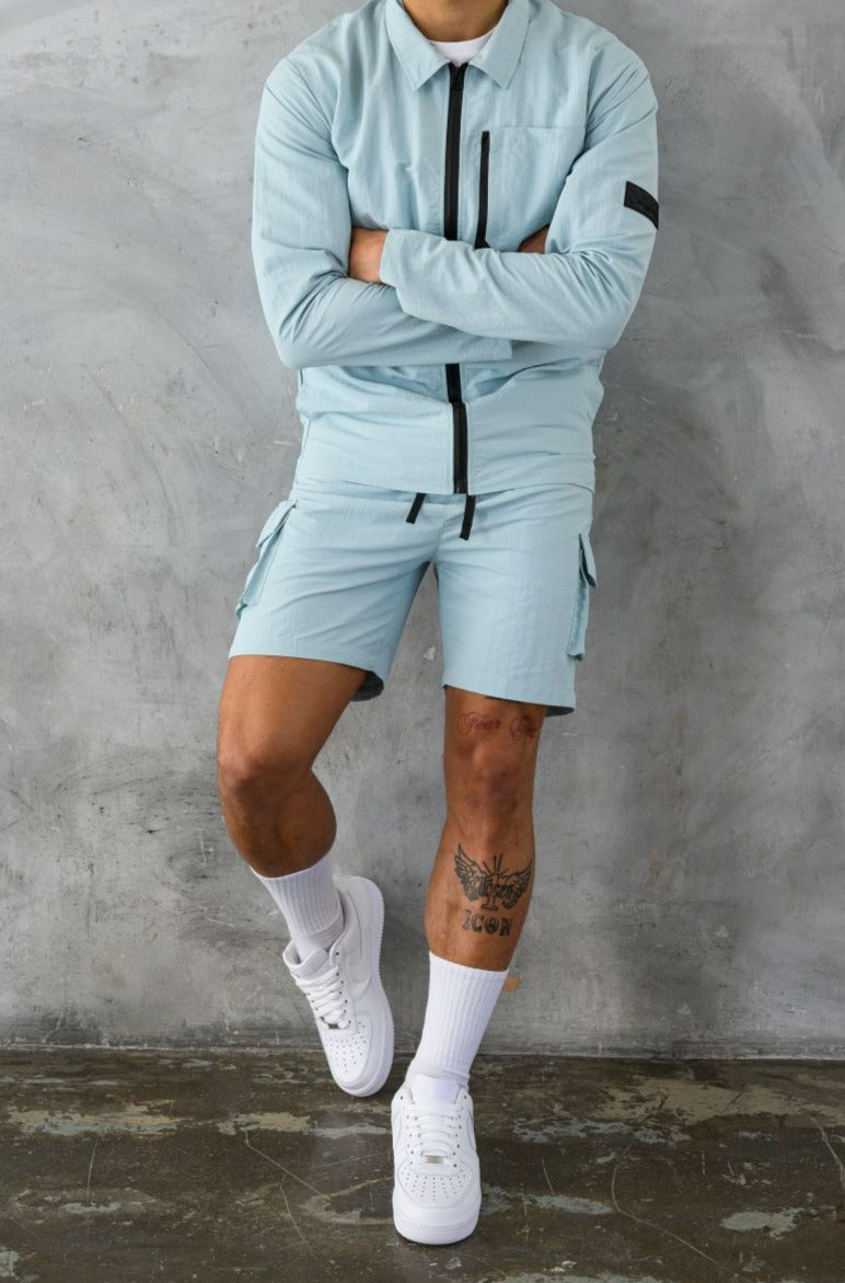 2 PACK ELITE CARGO SHORTS - OFF WHITE/POWDER BLUE