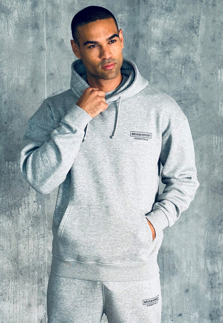 ESSENTIALS HOODY TEE & JOGGER SET - GREY MARL