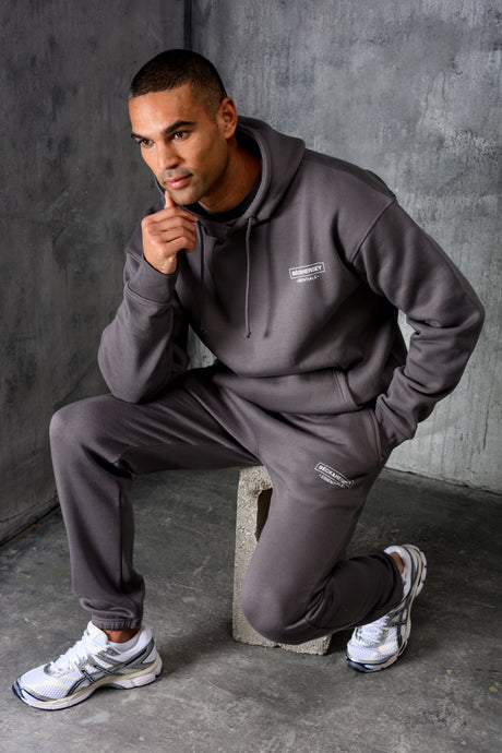 ESSENTIALS HOODY TEE & JOGGER SET - CHARCOAL