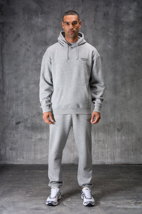 ESSENTIALS HOODY TEE & JOGGER SET - GREY MARL