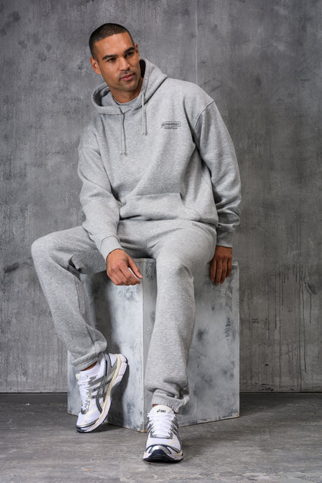 ESSENTIALS HOODY TEE & JOGGER SET - GREY MARL