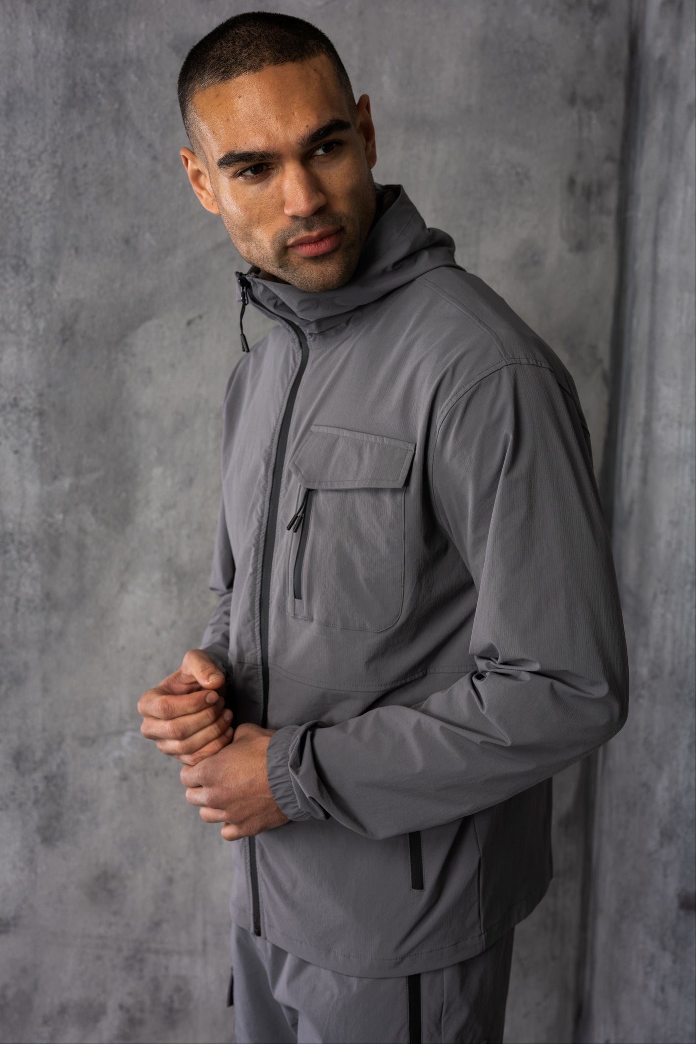 JETSTAR JACKET & SHORT SET - MID GREY