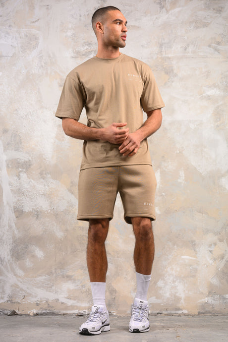 FENTON HOODY TEE & SHORT SET - STONE