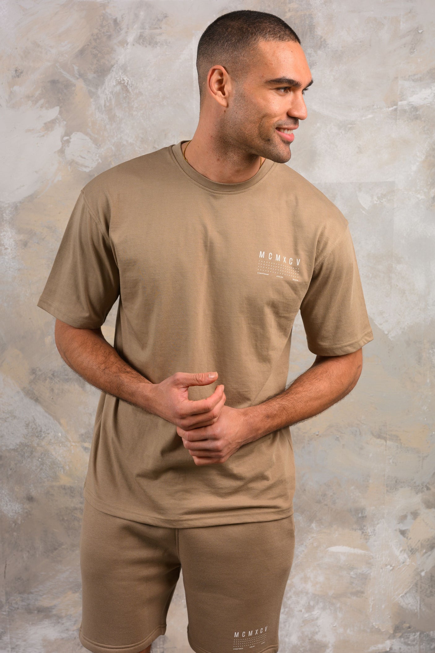 FENTON HOODY TEE & SHORT SET - STONE