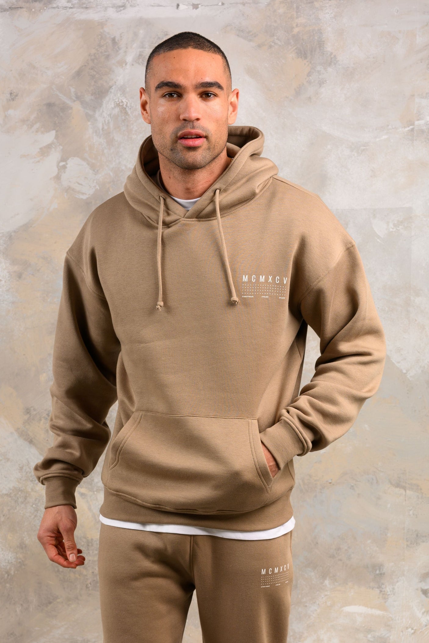 FENTON HOODY TEE & SHORT SET - STONE