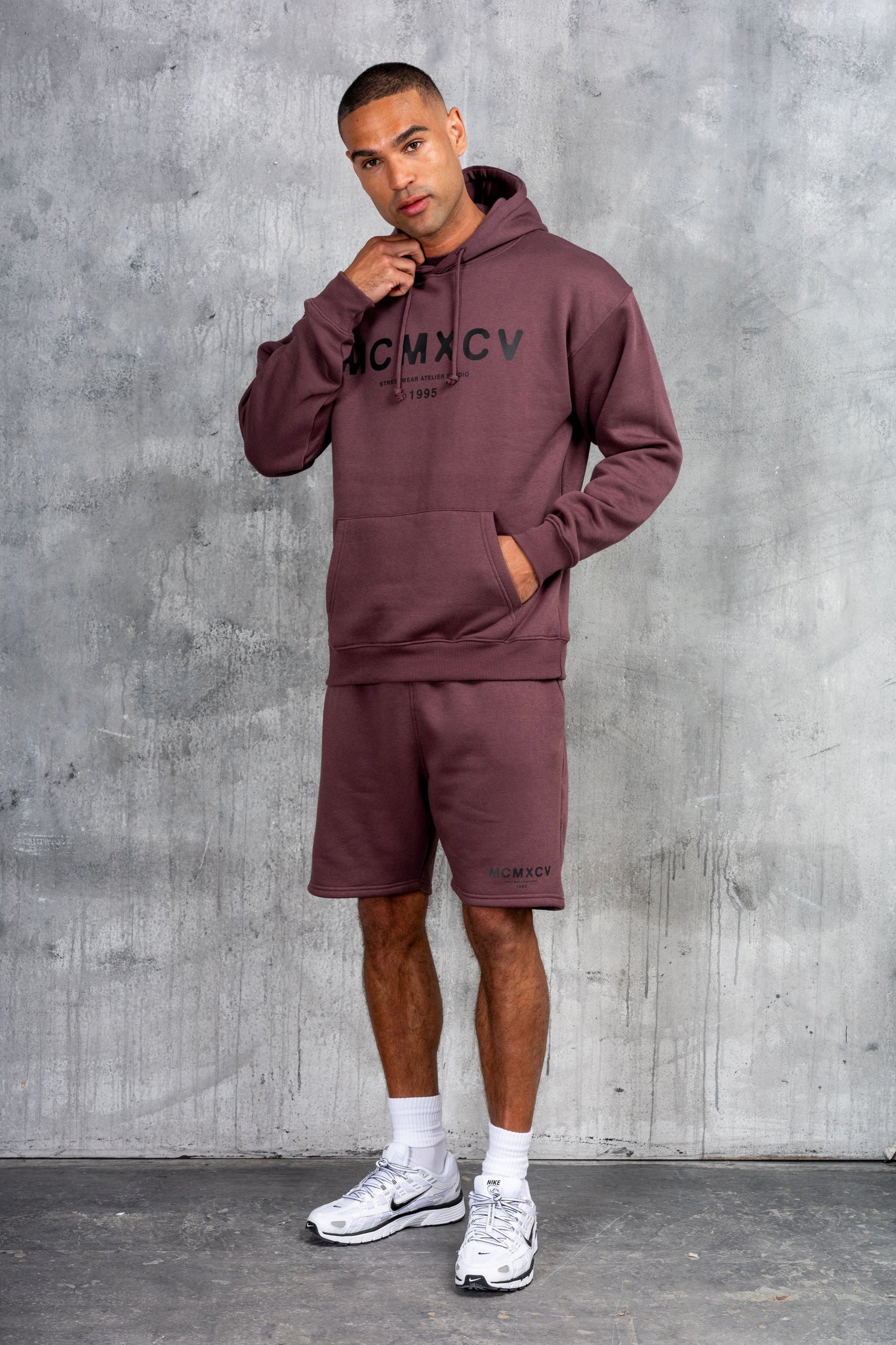 GAMBIT HOODY TEE & SHORT SET - CLARET