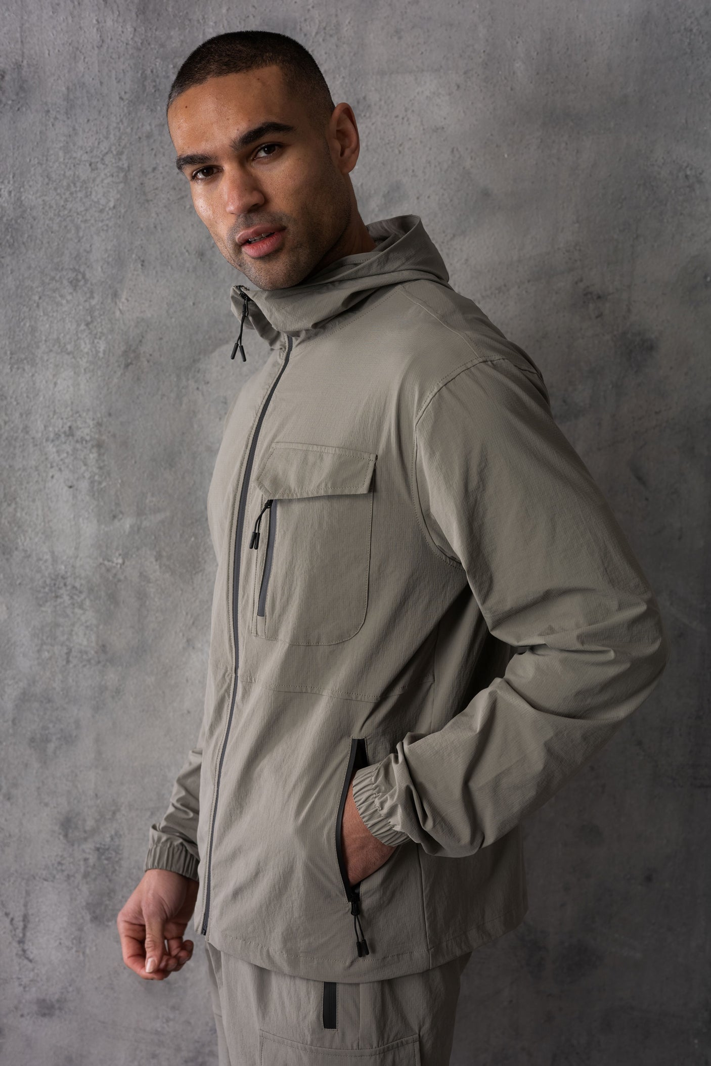 JETSTAR JACKET & SHORT SET - LT KHAKI