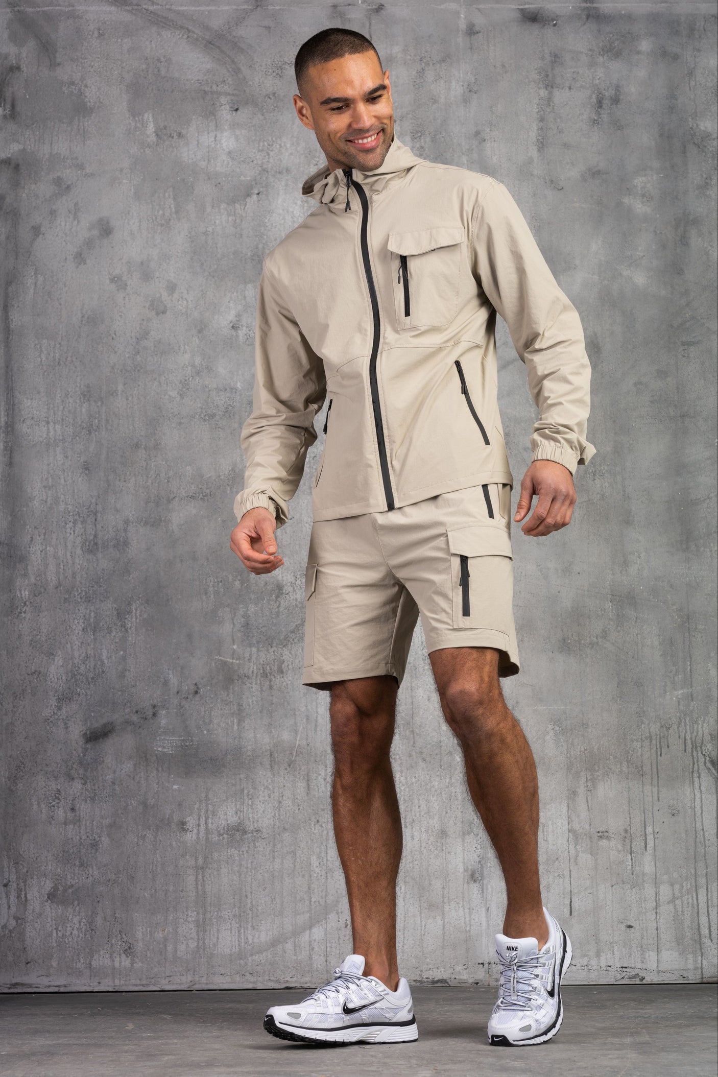 JETSTAR JACKET & SHORT SET - STONE