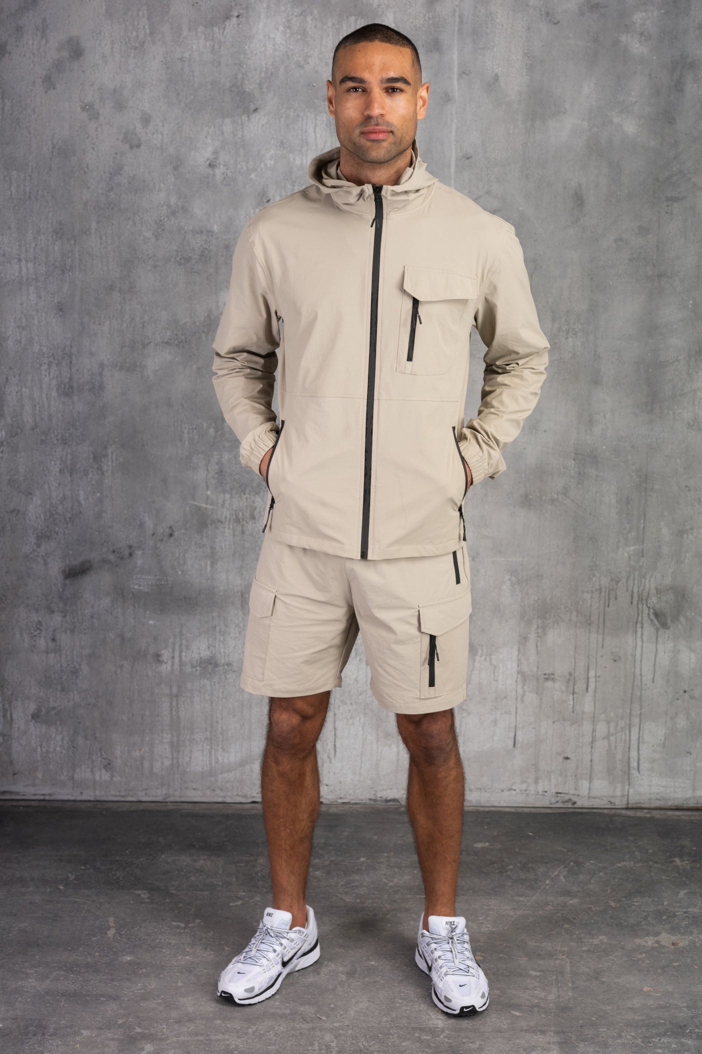 JETSTAR JACKET & SHORT SET - STONE