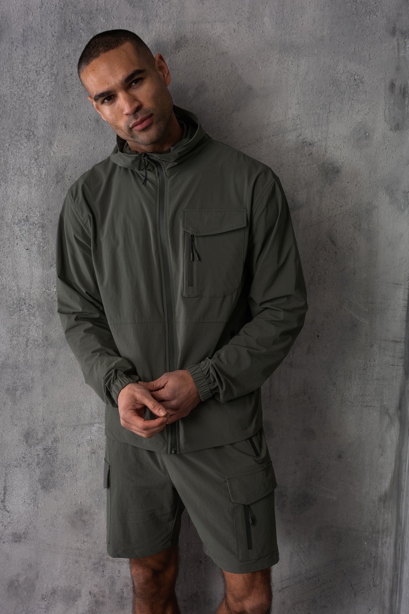 JETSTAR JACKET & SHORT SET - DK KHAKI