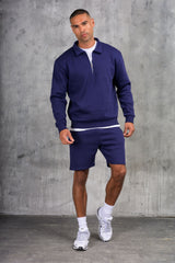 MATEUS 1/4 ZIP & SHORT SET - BLUE