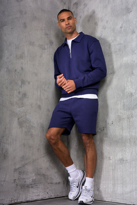MATEUS 1/4 ZIP & SHORT SET - BLUE