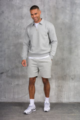MATEUS 1/4 ZIP & SHORT SET - GREY MARL