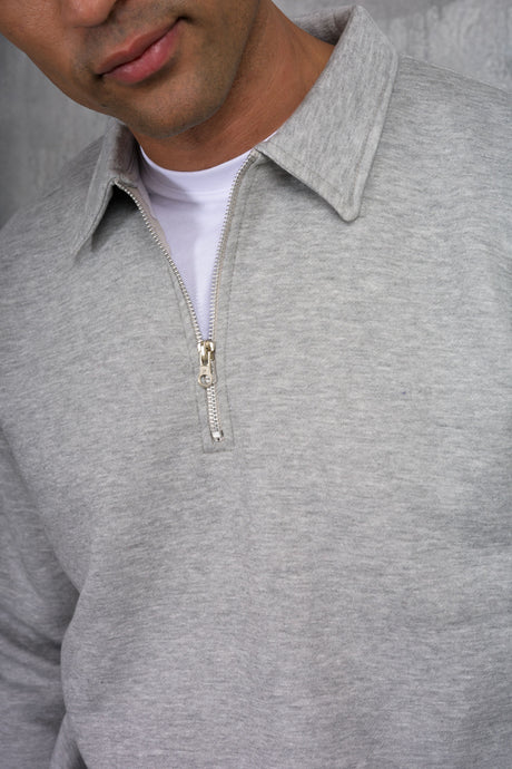 MATEUS 1/4 ZIP & SHORT SET - GREY MARL