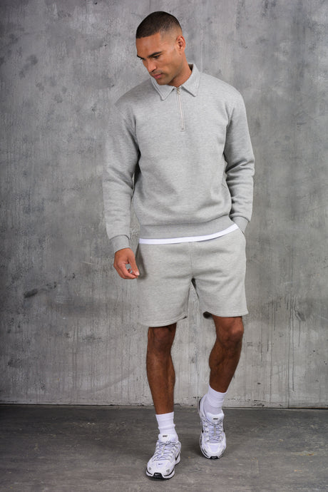 MATEUS 1/4 ZIP & SHORT SET - GREY MARL