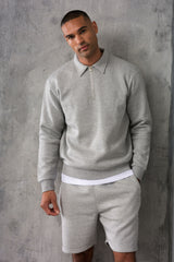 MATEUS 1/4 ZIP & SHORT SET - GREY MARL