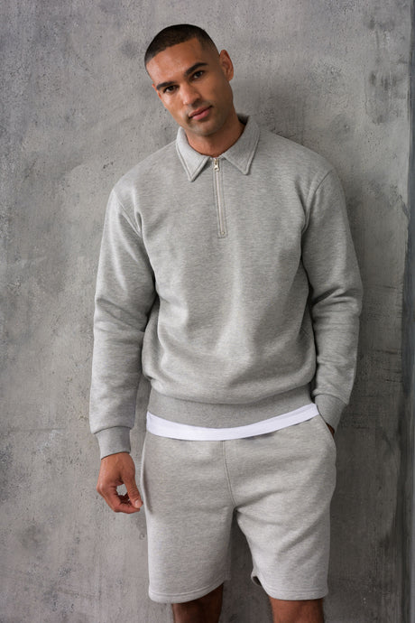 MATEUS 1/4 ZIP & SHORT SET - GREY MARL