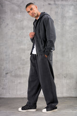 PREMIUM NERO FULL ZIP TRACKSUIT - ACID WASHED BLACK