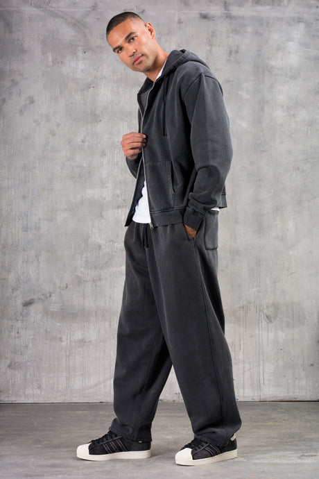 PREMIUM NERO FULL ZIP TRACKSUIT - ACID WASHED BLACK