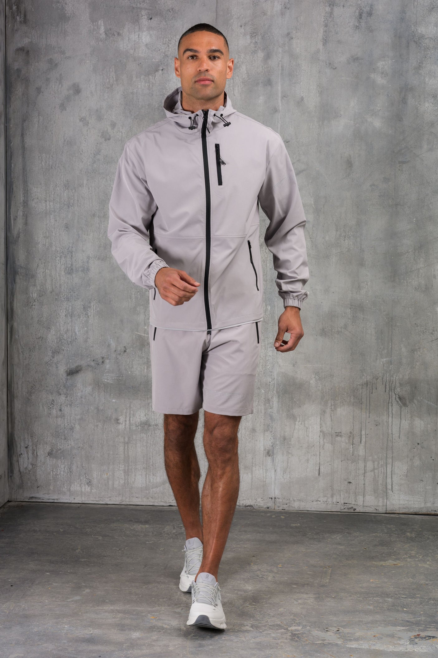 OLYMPUS WINDBREAKER JACKET & SHORT SET- ICE GREY