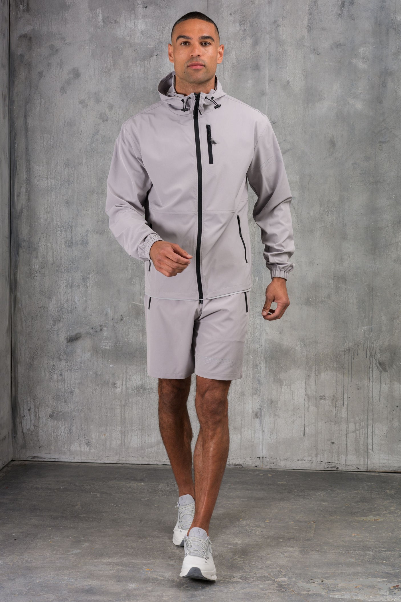 OLYMPUS WINDBREAKER JACKET & SHORT SET- ICE GREY