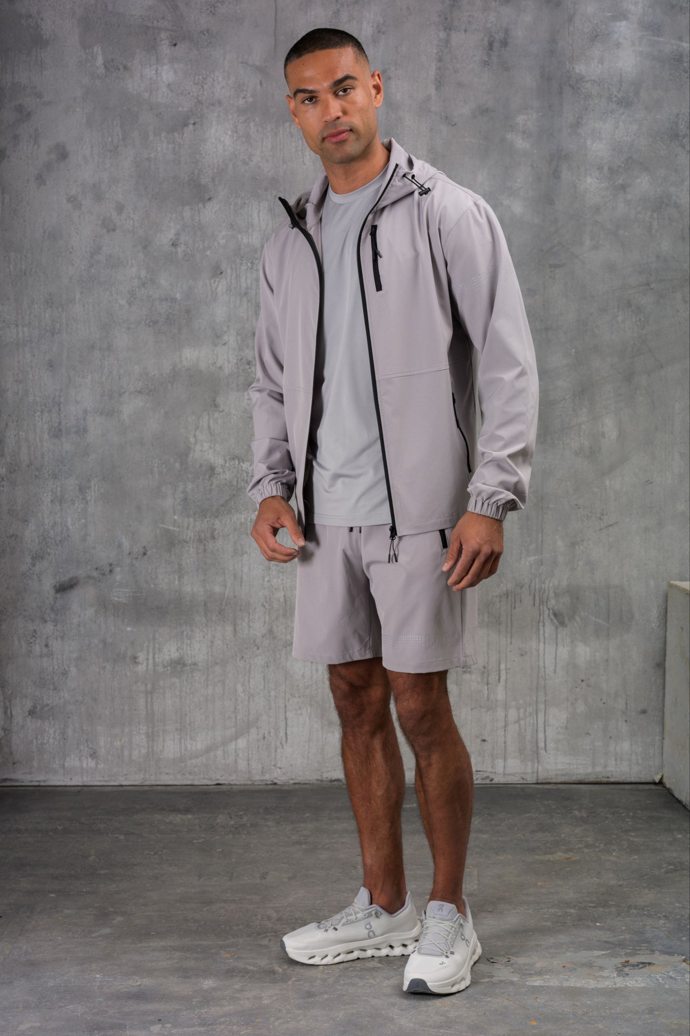 OLYMPUS WINDBREAKER JACKET & SHORT SET- ICE GREY