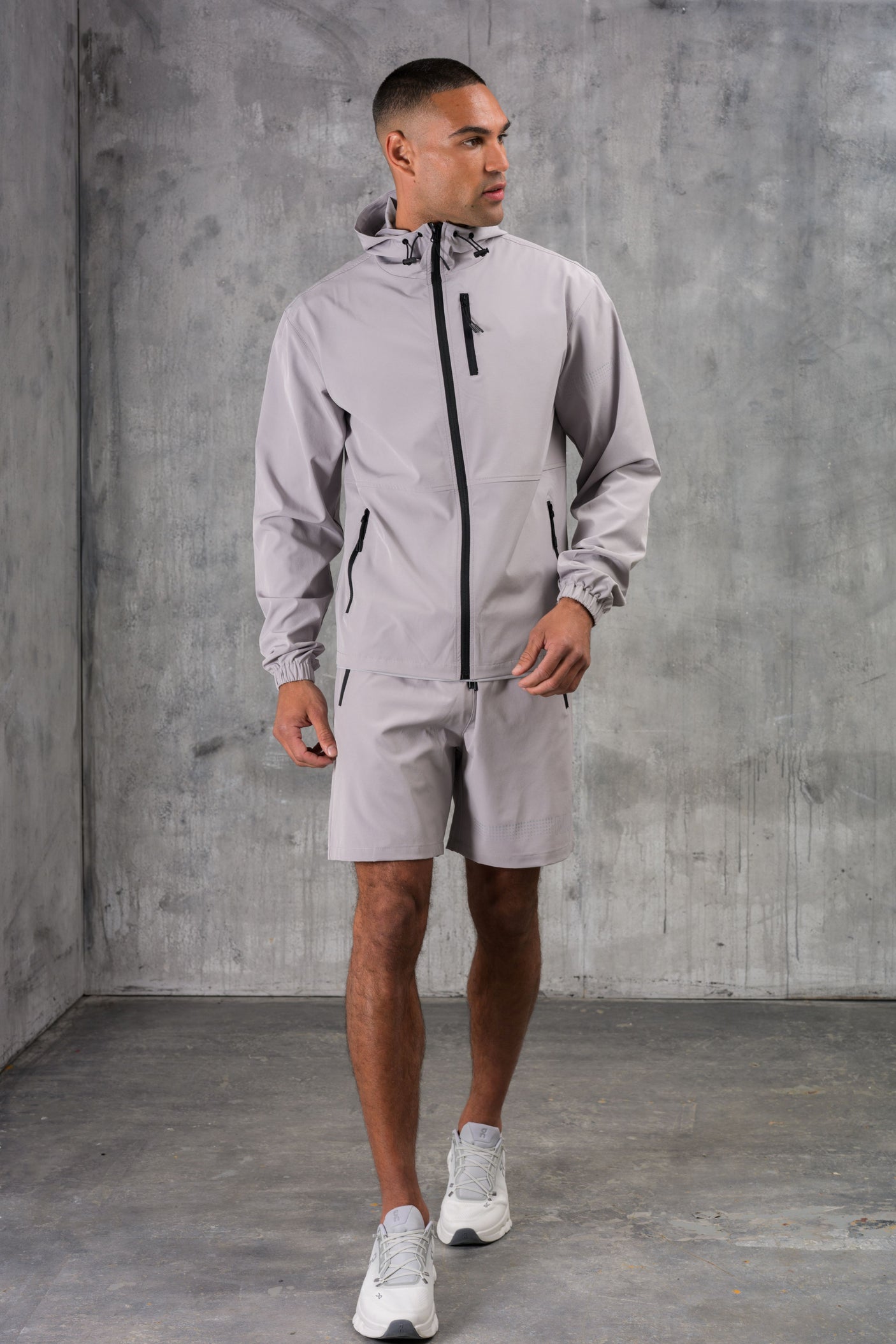 OLYMPUS WINDBREAKER JACKET & SHORT SET- ICE GREY