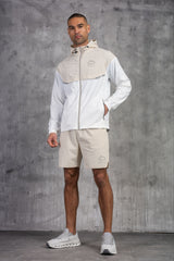 SOLAR WINDBREAKER JACKET & SHORT SET- STONE/OFF WHITE