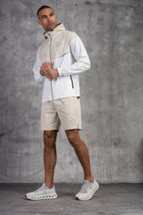 SOLAR WINDBREAKER JACKET & SHORT SET- STONE/OFF WHITE