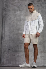 SOLAR WINDBREAKER JACKET & SHORT SET- STONE/OFF WHITE