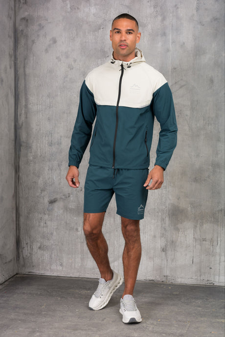 SOLAR WINDBREAKER JACKET & SHORT SET- ASH/TEAL